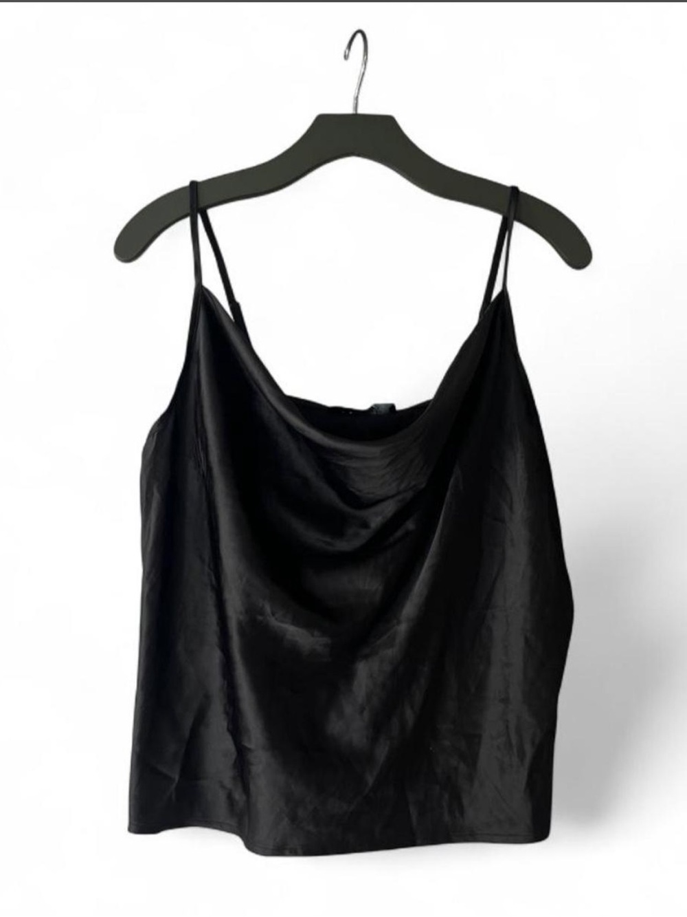 Simplee Apparel Black Satin Cowl Camisole